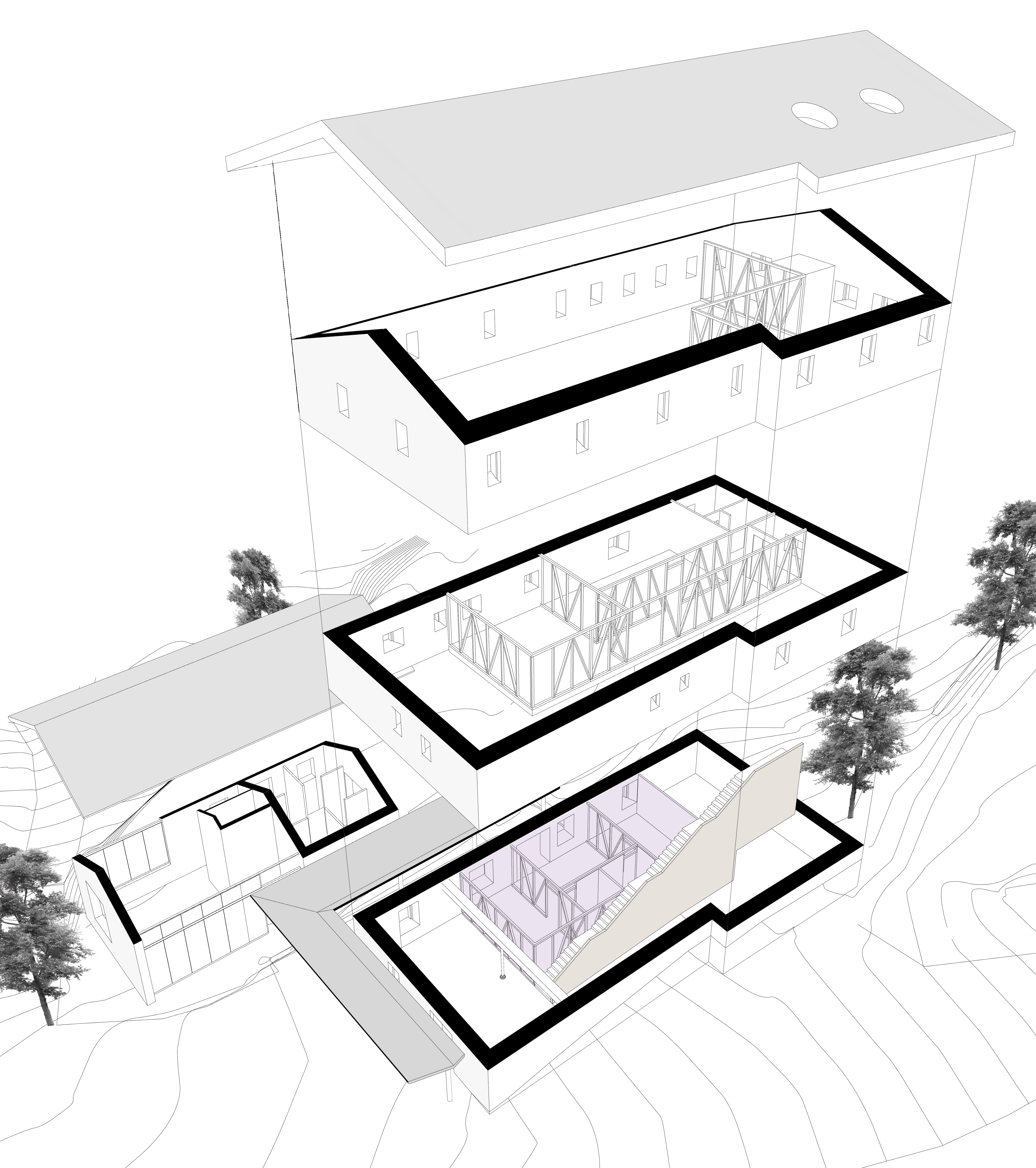 javier mugueta, mugueta arquitectos, banca, Zubiri, concurso, arquitectura, lima, peru, pamplona, vista general